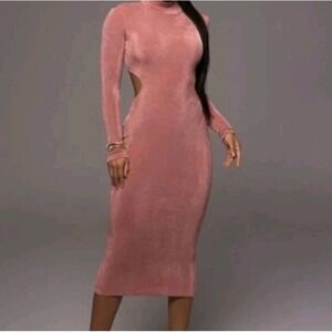 JLUXLABEL Pink Bodycon Stretch Open Back Party Made For You Midi Dress Size Smal